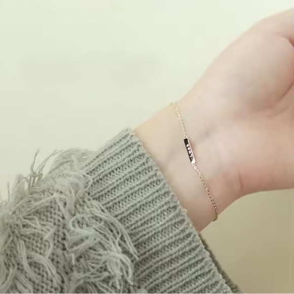 Jewelry - 18k Yellow Gold Plated Sterling Silver
"LUCK" Engraved Dainty Thin Bracelet!